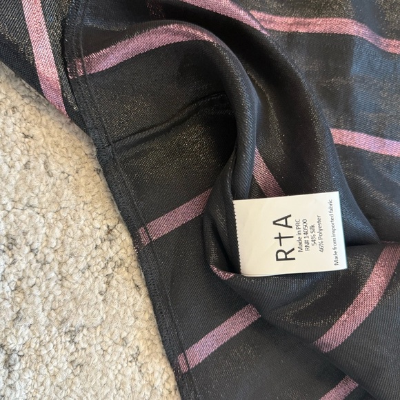 RtA NWOT XS never worn silk blend Shimmering Black Blouse with Pink - Picture 12 of 16